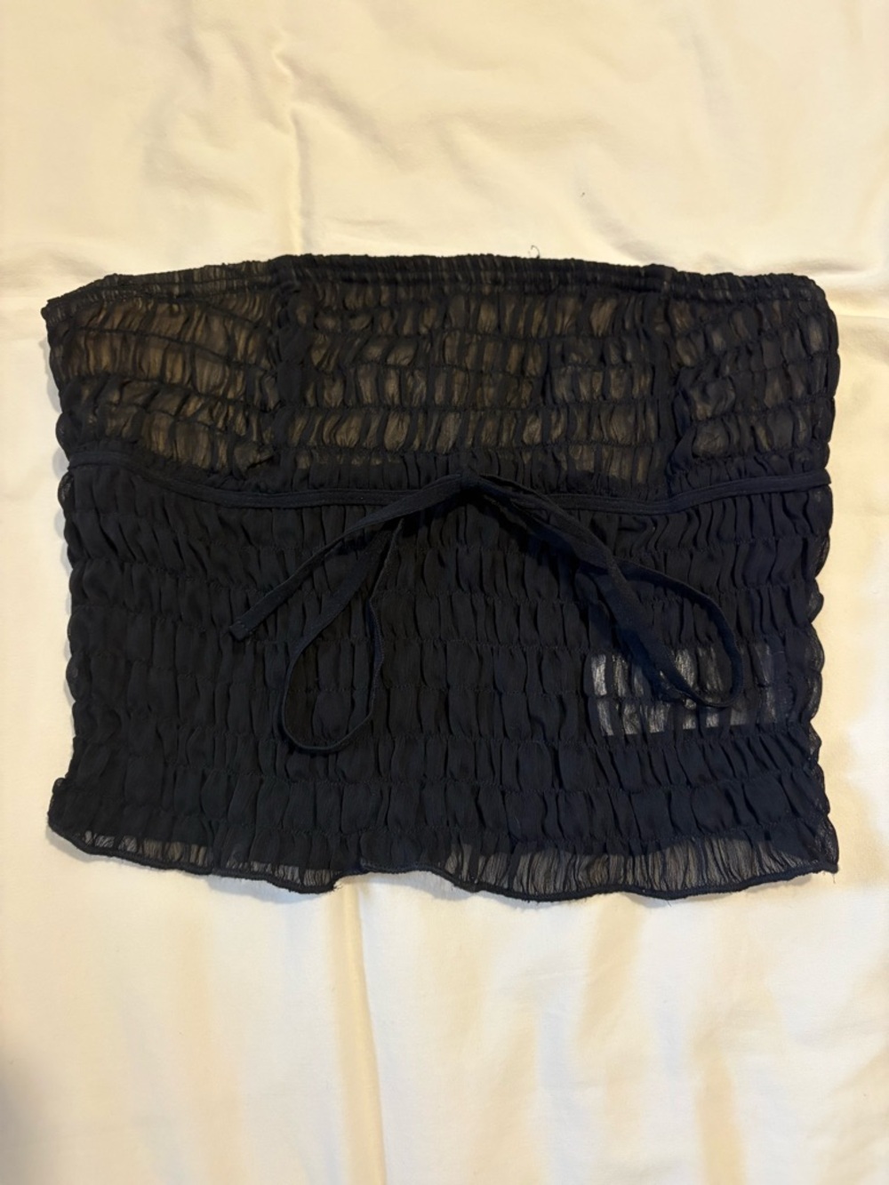 EDIKTED Black Smocked Tube Top with Tie